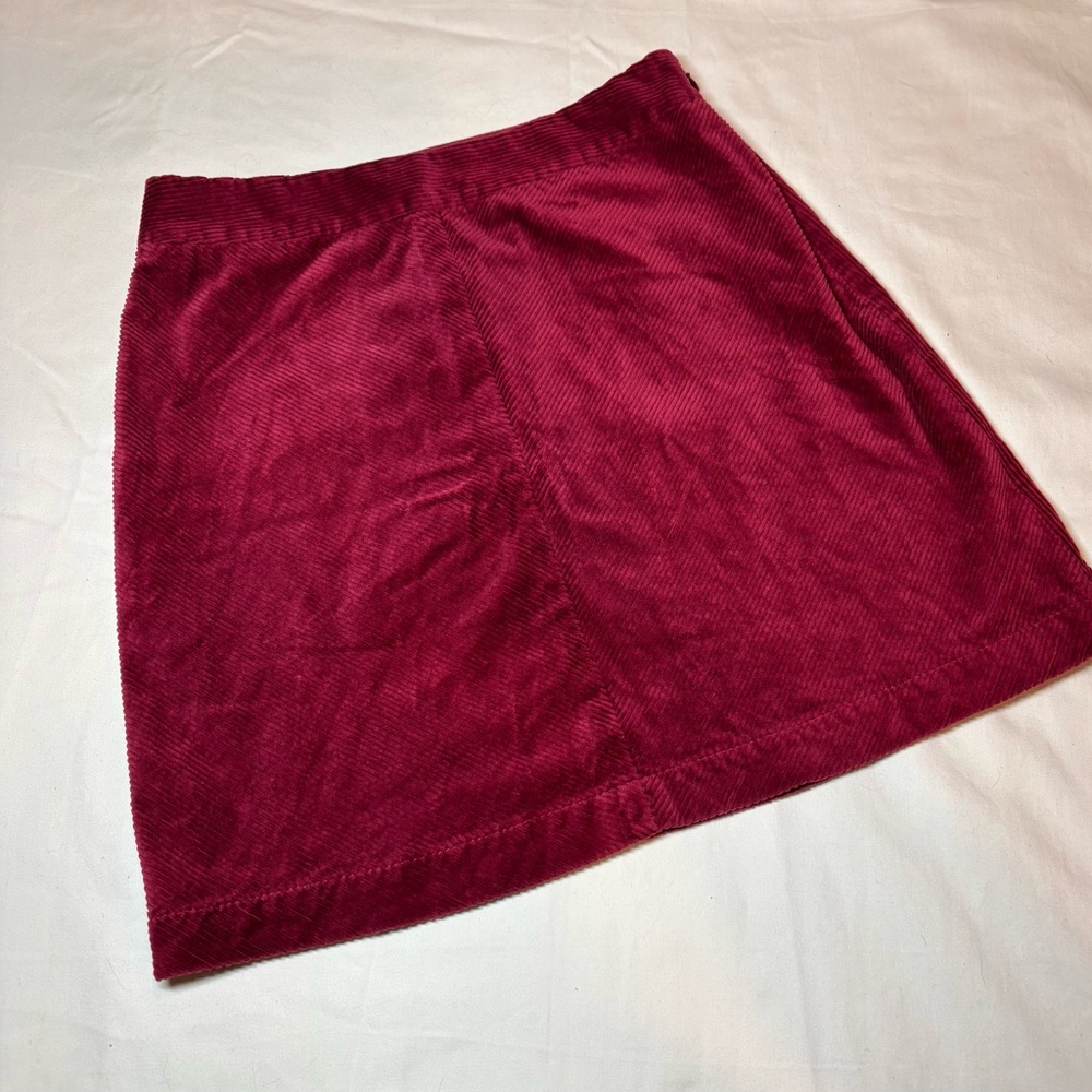 LOFT maroon burgundy red corduroy a-line fully lined skirt. Size 4